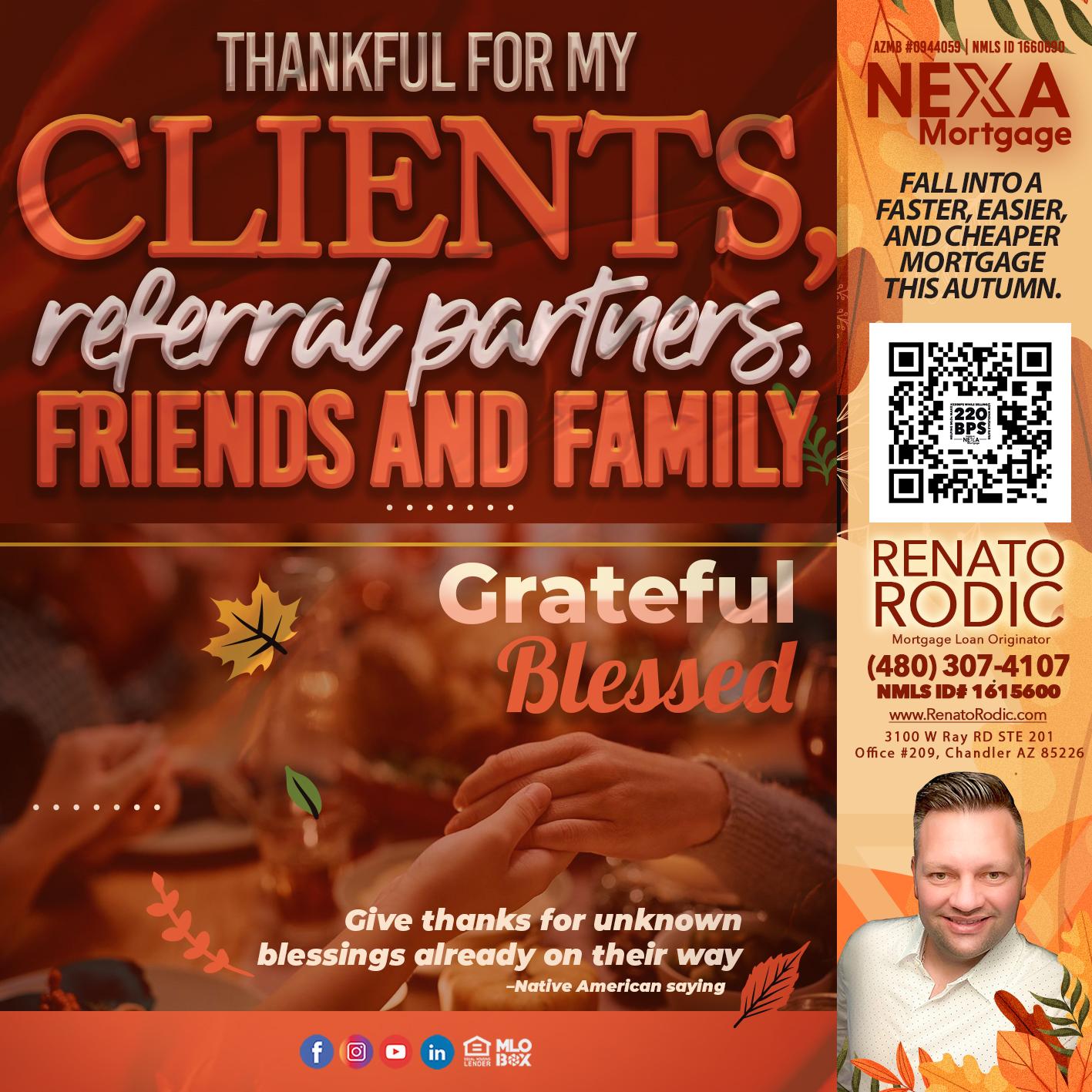 thanks giving - Renato Rodic -Mortgage Loan Originator