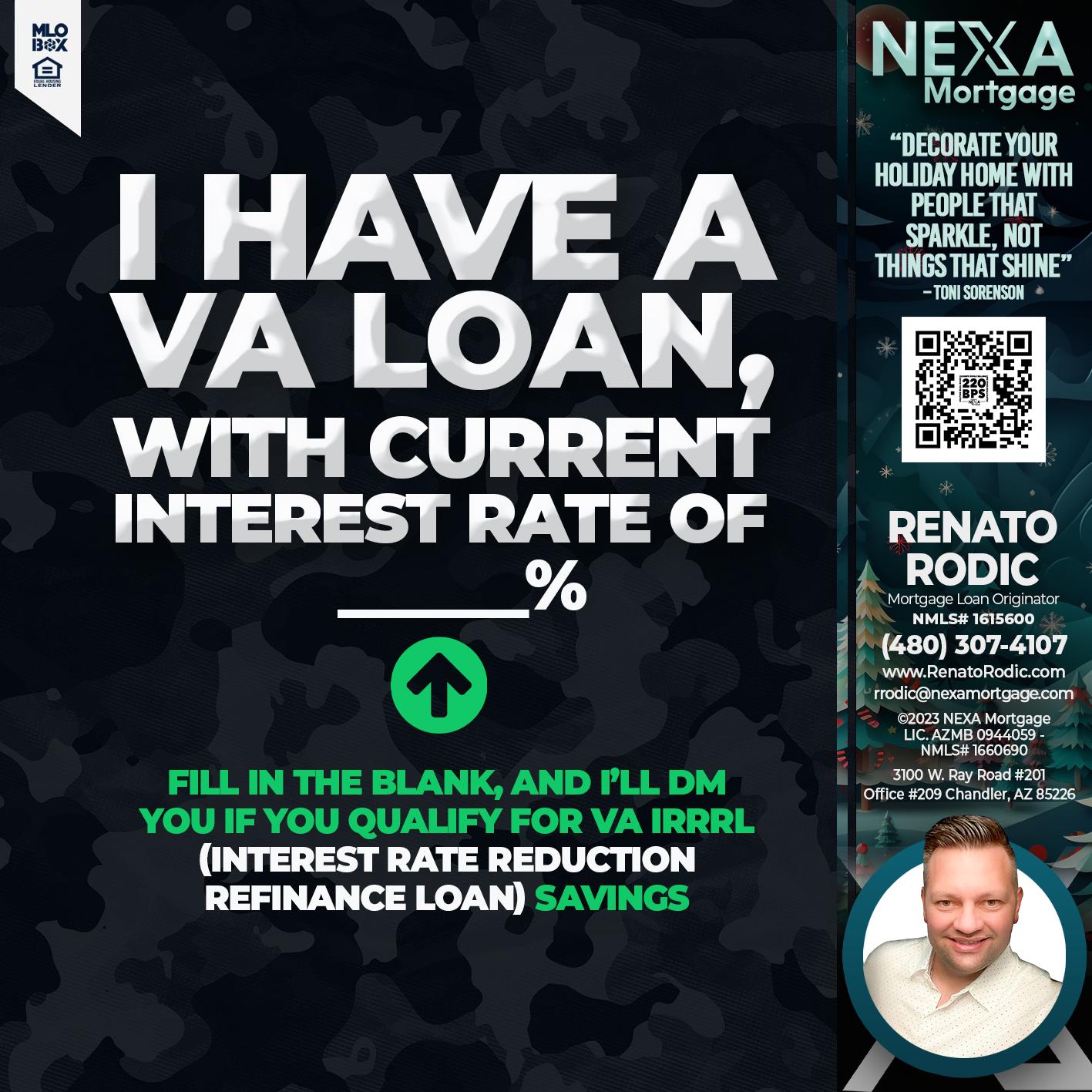 VA LOANS - Renato Rodic -Mortgage Loan Originator