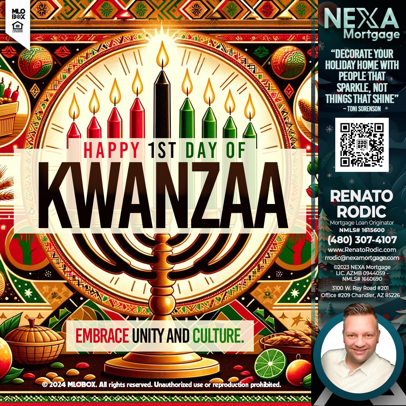 KWANZAA - Renato Rodic -Mortgage Loan Originator