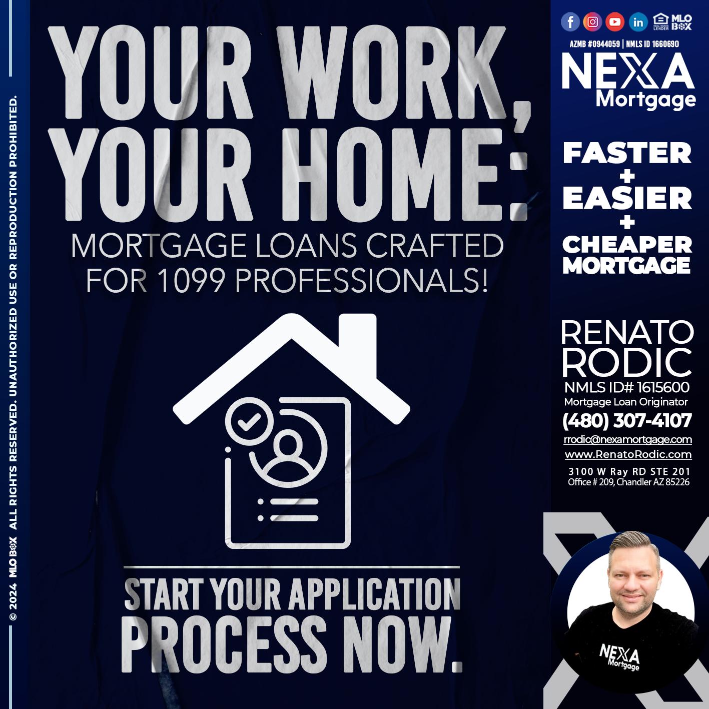 YOUR WORK YOUR HOME - Renato Rodic -Mortgage Loan Originator