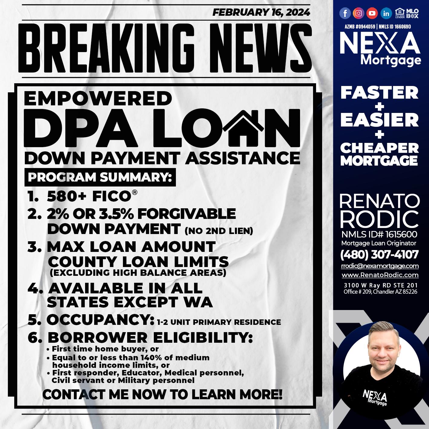 BREAKING NEWS - Renato Rodic -Mortgage Loan Originator