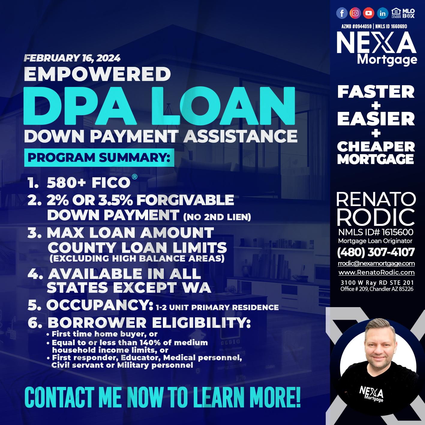 DPA LOAN - Renato Rodic -Mortgage Loan Originator