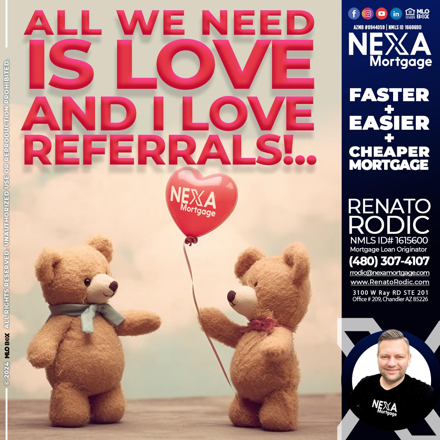 ALL WE NEED IS LOVE - Renato Rodic -Mortgage Loan Originator