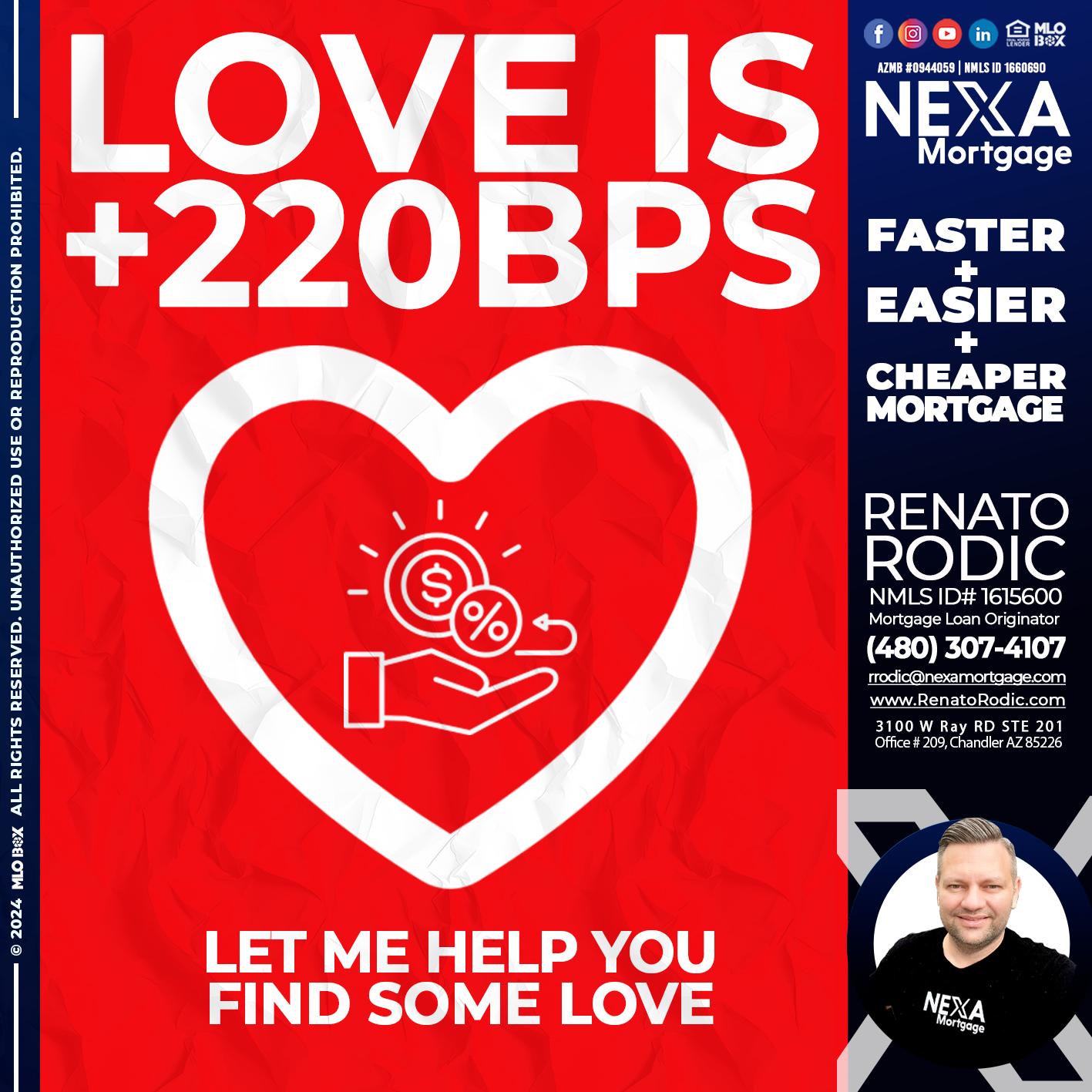 LOVE IS 220 BPS - Renato Rodic -Mortgage Loan Originator