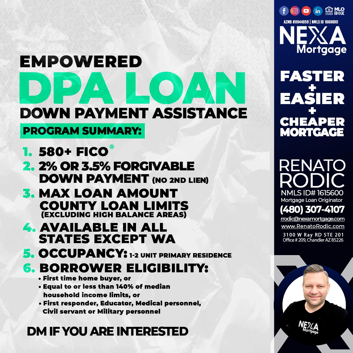 dpa loan - Renato Rodic -Mortgage Loan Originator