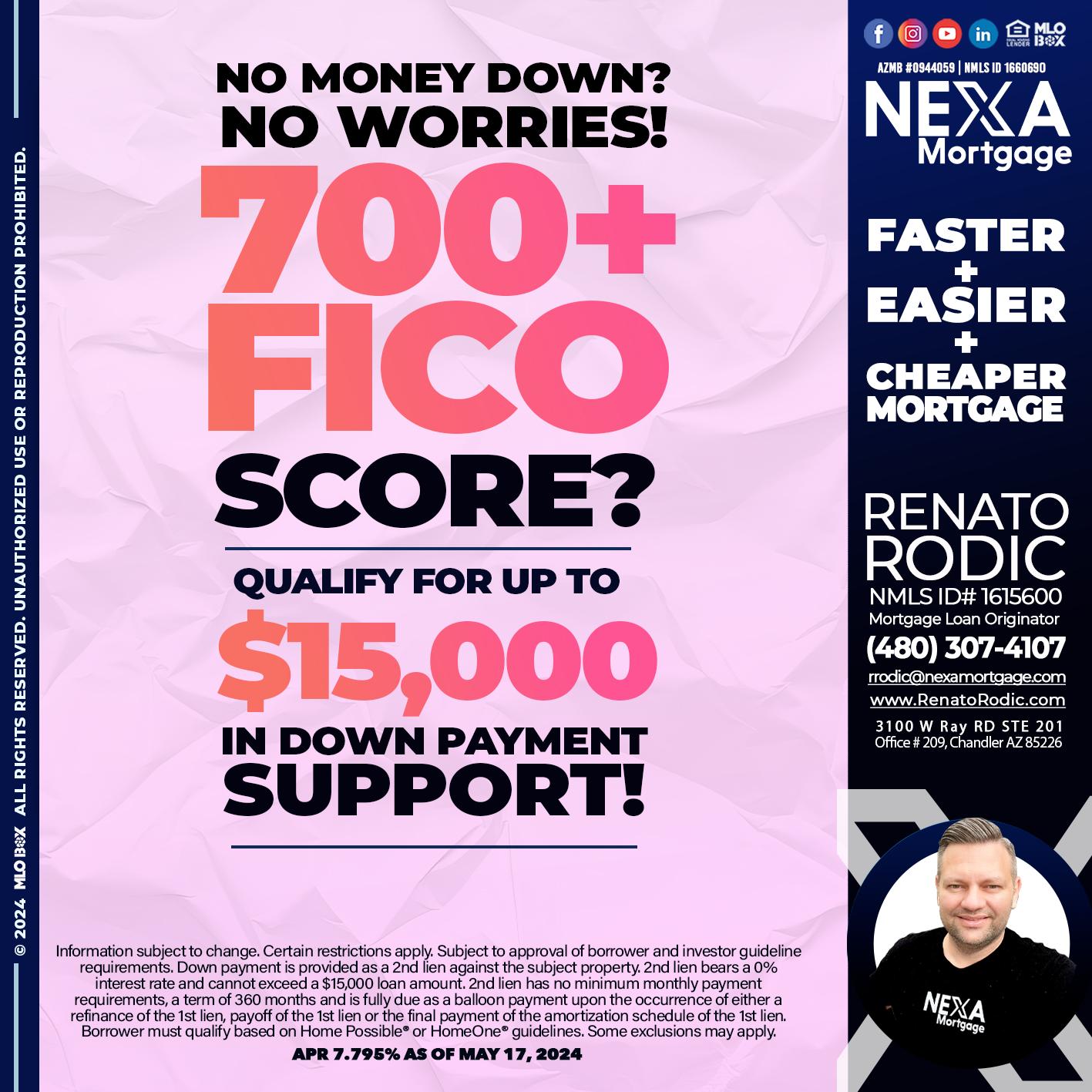 700 FICO PINK - Renato Rodic -Mortgage Loan Originator