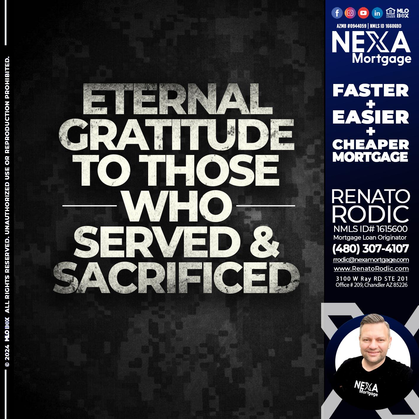 eternal gratitude - Renato Rodic -Mortgage Loan Originator