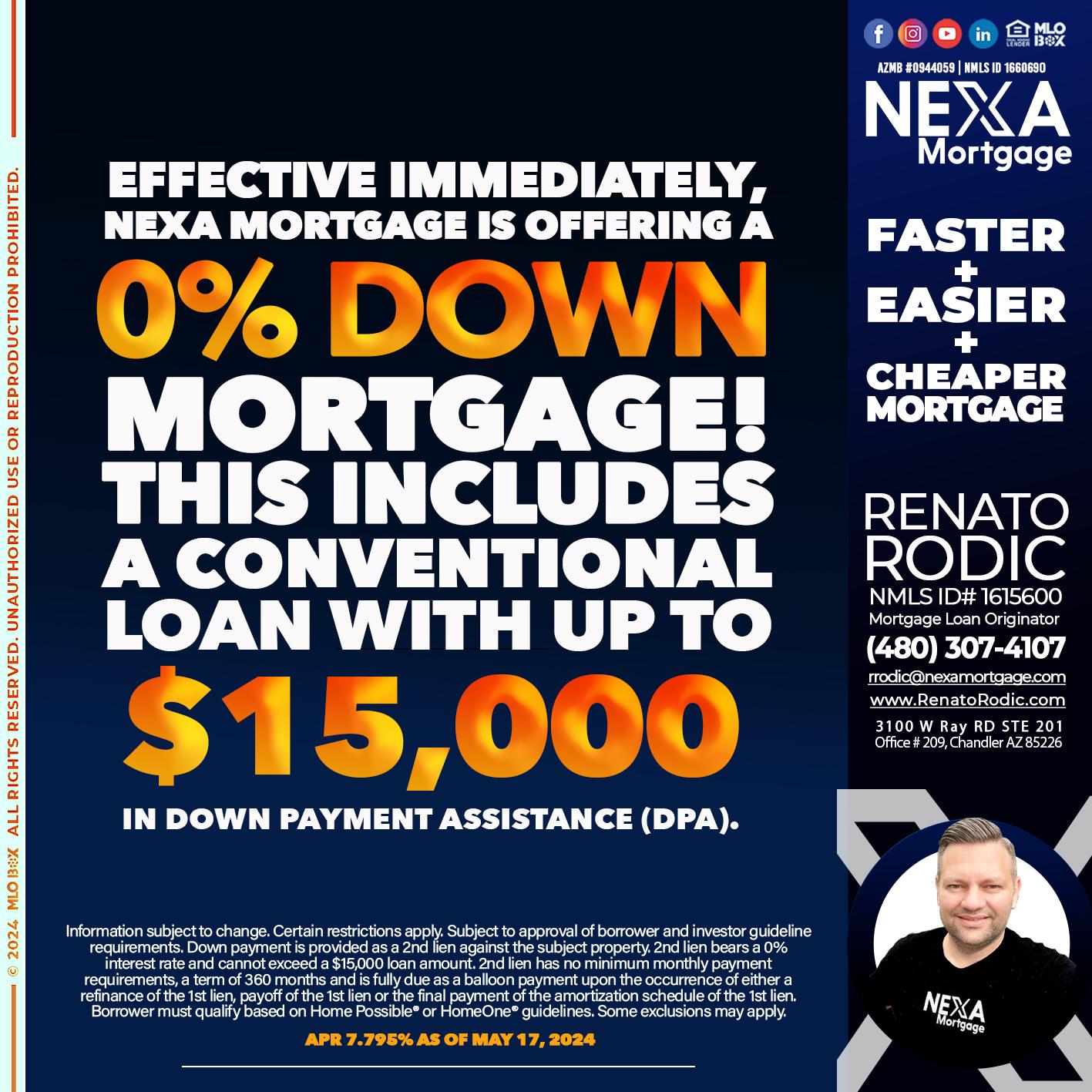 O DOWN - Renato Rodic -Mortgage Loan Originator