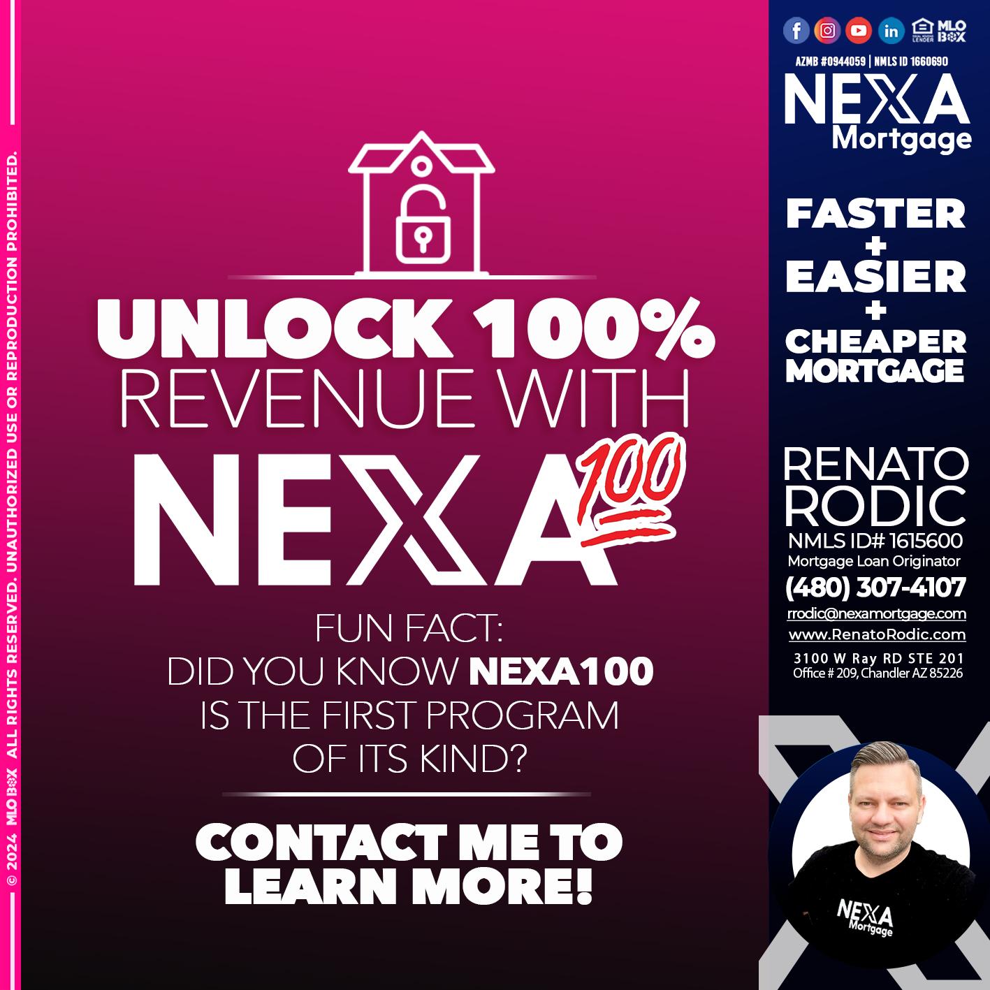 100 NEXA - Renato Rodic -Mortgage Loan Originator