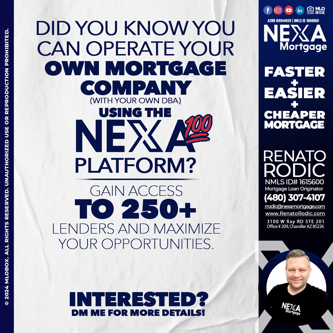 NEXA 100 - Renato Rodic -Mortgage Loan Originator