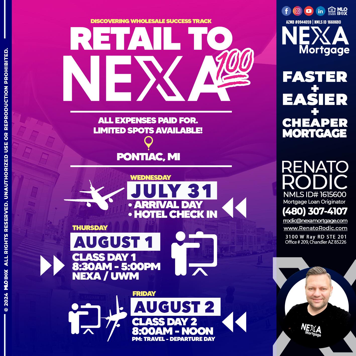 RETAIL TO NEXA 100 - Renato Rodic -Mortgage Loan Originator