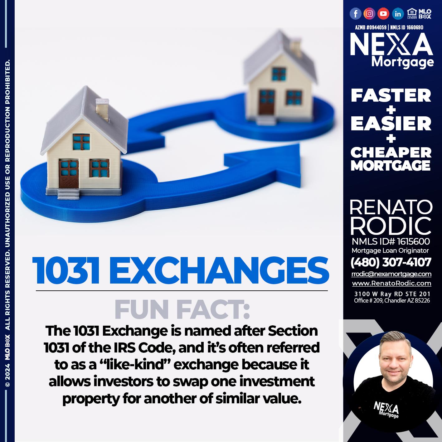 1031 exchanges - Renato Rodic -Mortgage Loan Originator