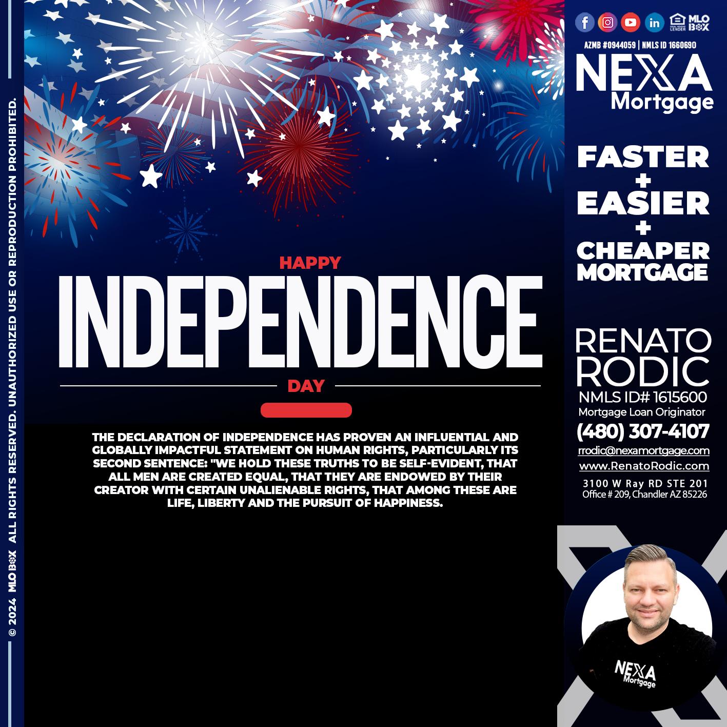 INDEPENDENCE DAY - Renato Rodic -Mortgage Loan Originator