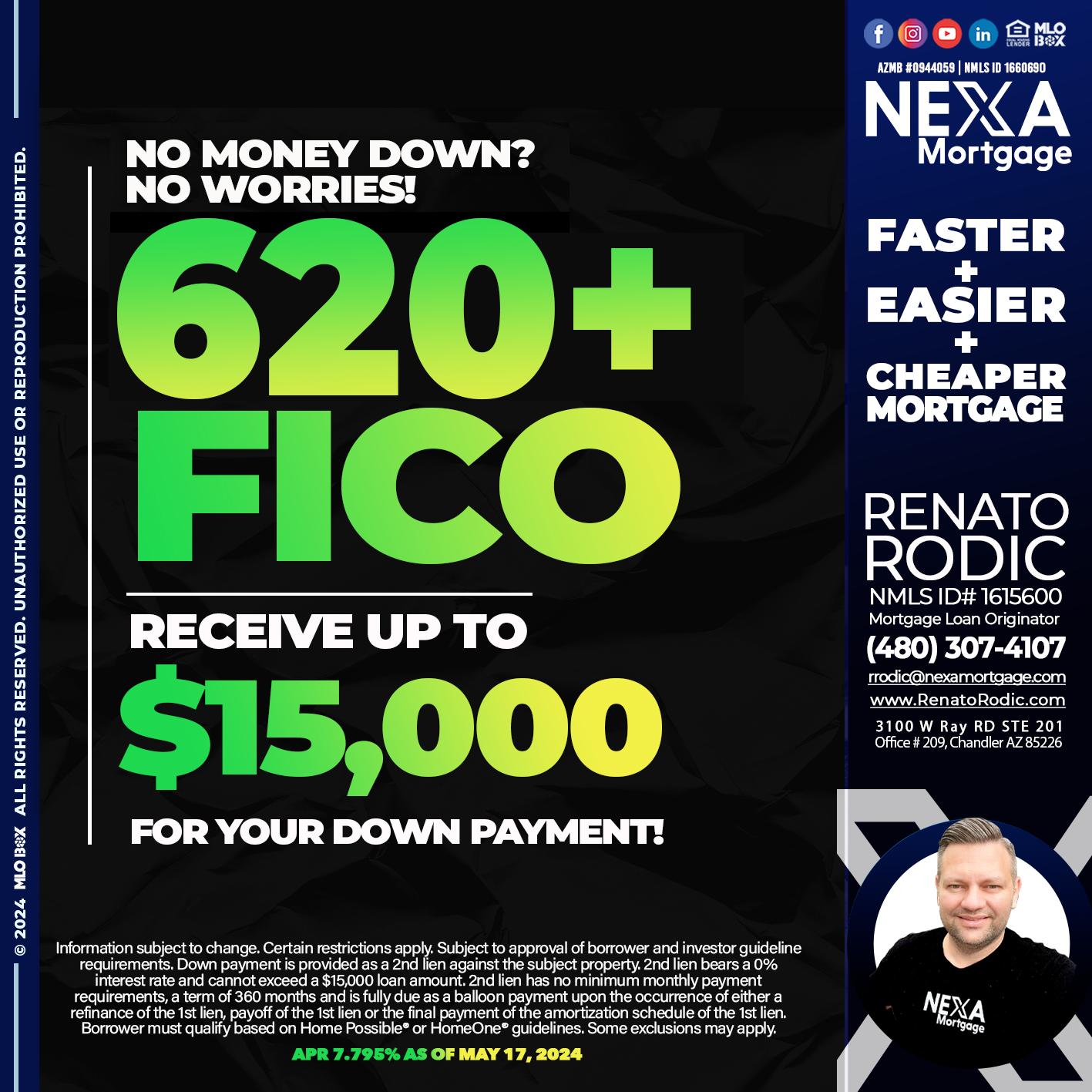 620 FICO - Renato Rodic -Mortgage Loan Originator