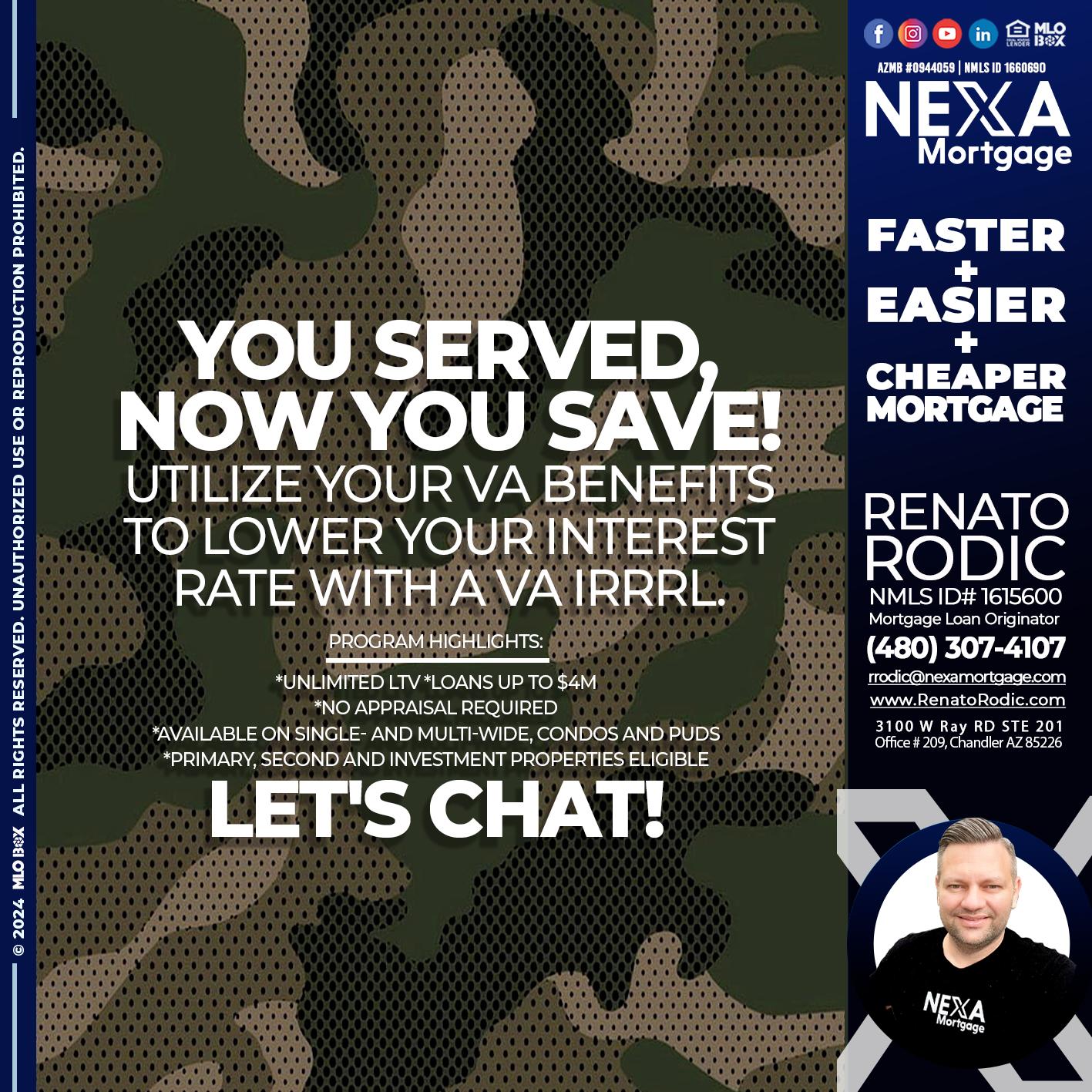 YOU SERVED - Renato Rodic -Mortgage Loan Originator