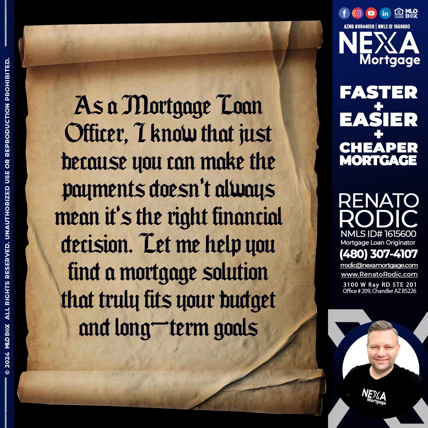 AS A MORTGAGE - Renato Rodic -Mortgage Loan Originator