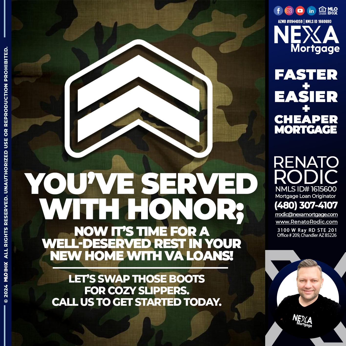 YOU SERVED - Renato Rodic -Mortgage Loan Originator